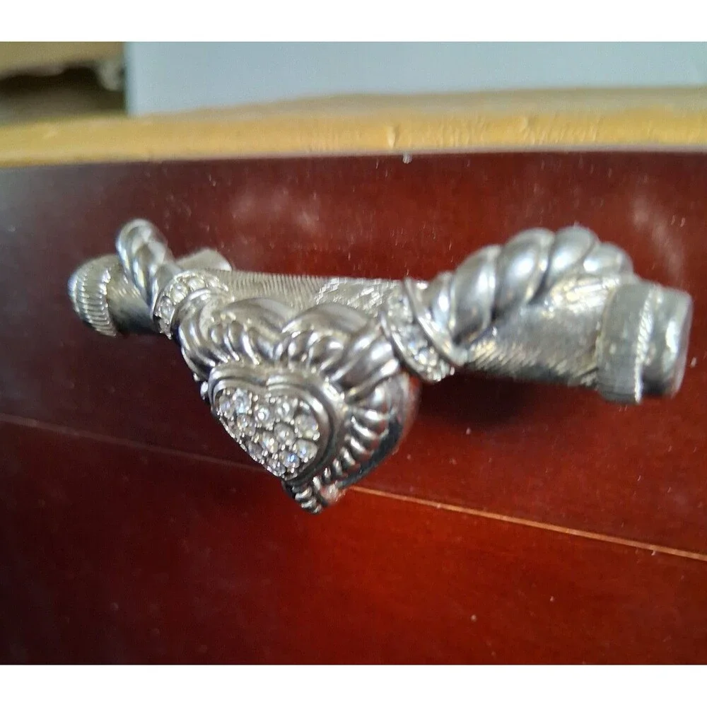 Vintage Judith Ripka Wooden Jewelry Box Faux Ostrich Leather Top 3  Levels